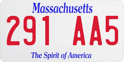 MA license plate 291AA5