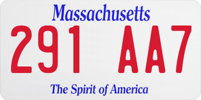 MA license plate 291AA7