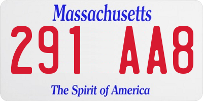 MA license plate 291AA8