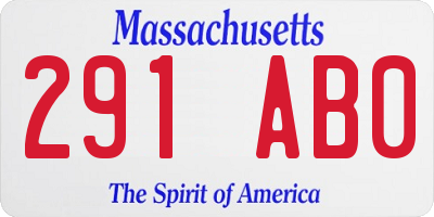 MA license plate 291AB0