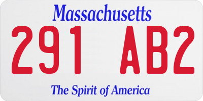 MA license plate 291AB2