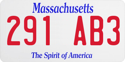 MA license plate 291AB3