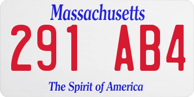 MA license plate 291AB4