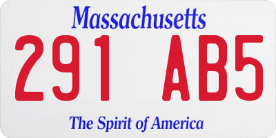 MA license plate 291AB5