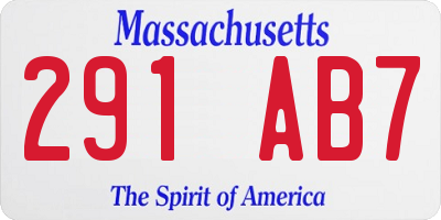 MA license plate 291AB7