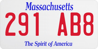 MA license plate 291AB8