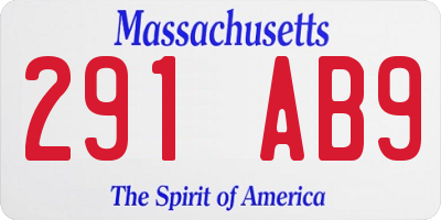 MA license plate 291AB9