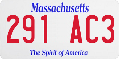 MA license plate 291AC3