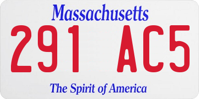 MA license plate 291AC5