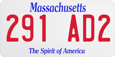 MA license plate 291AD2