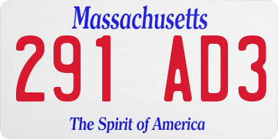 MA license plate 291AD3