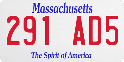 MA license plate 291AD5