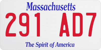 MA license plate 291AD7