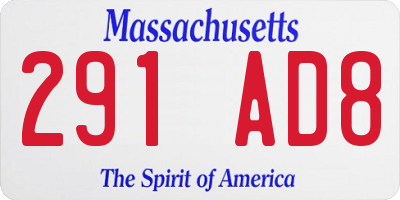 MA license plate 291AD8