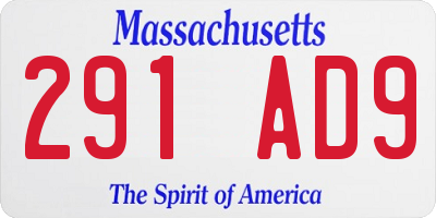 MA license plate 291AD9