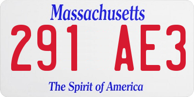 MA license plate 291AE3