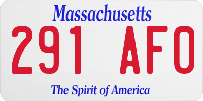 MA license plate 291AF0