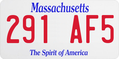 MA license plate 291AF5