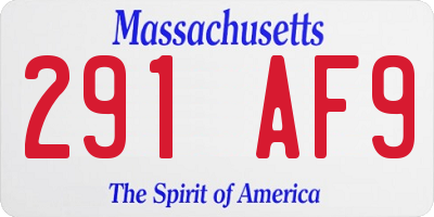 MA license plate 291AF9