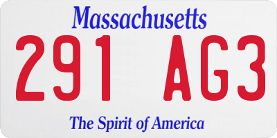 MA license plate 291AG3