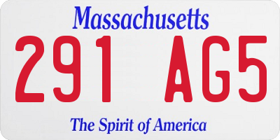 MA license plate 291AG5