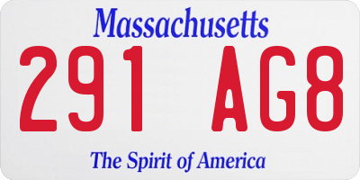 MA license plate 291AG8