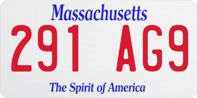 MA license plate 291AG9