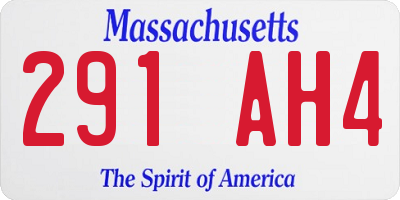 MA license plate 291AH4