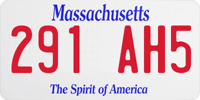 MA license plate 291AH5