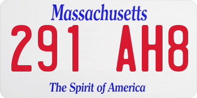 MA license plate 291AH8