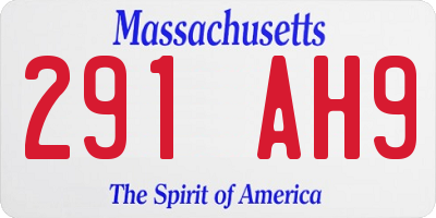 MA license plate 291AH9