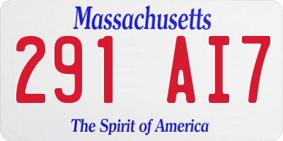 MA license plate 291AI7