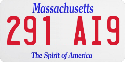 MA license plate 291AI9