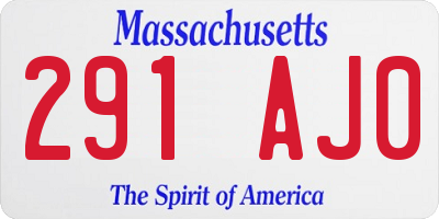 MA license plate 291AJ0