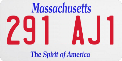 MA license plate 291AJ1