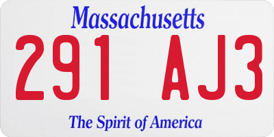 MA license plate 291AJ3