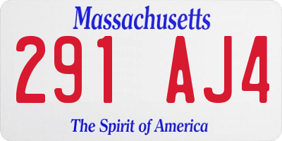 MA license plate 291AJ4