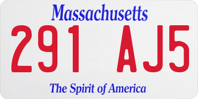 MA license plate 291AJ5