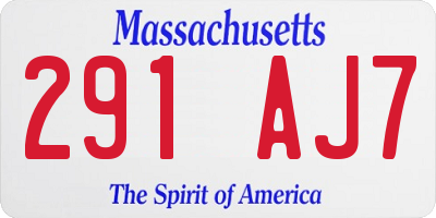 MA license plate 291AJ7