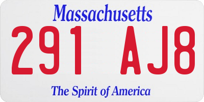 MA license plate 291AJ8