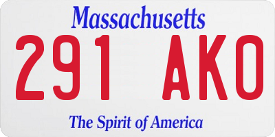 MA license plate 291AK0