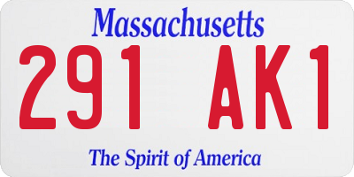 MA license plate 291AK1