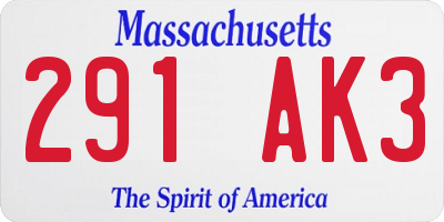 MA license plate 291AK3
