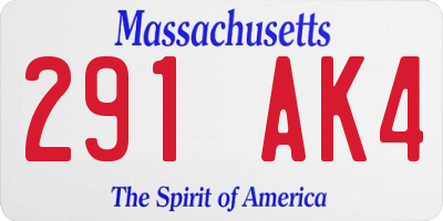MA license plate 291AK4