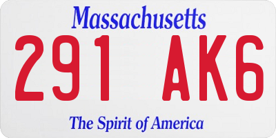 MA license plate 291AK6