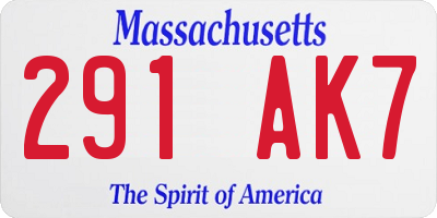 MA license plate 291AK7