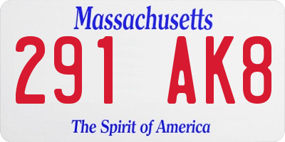 MA license plate 291AK8