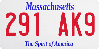 MA license plate 291AK9