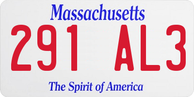 MA license plate 291AL3