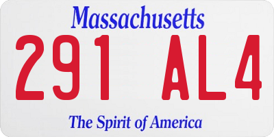 MA license plate 291AL4